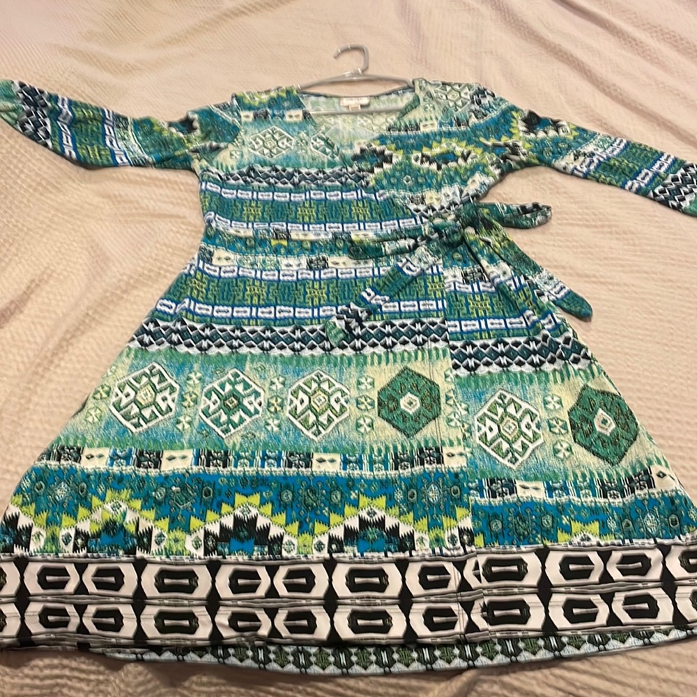 Multi color green dress